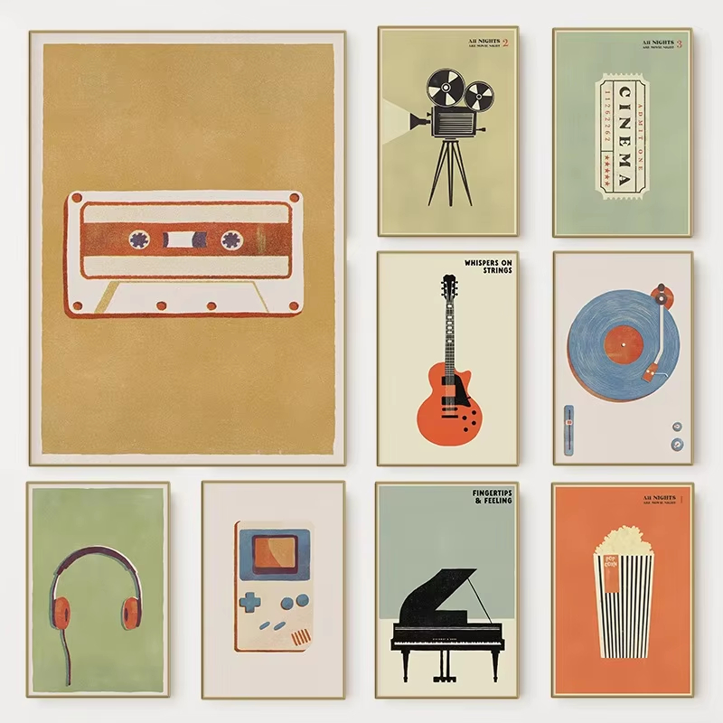 Musical Instrument Manufacturers - Póster de Instrumentos Musicales Pop Retro