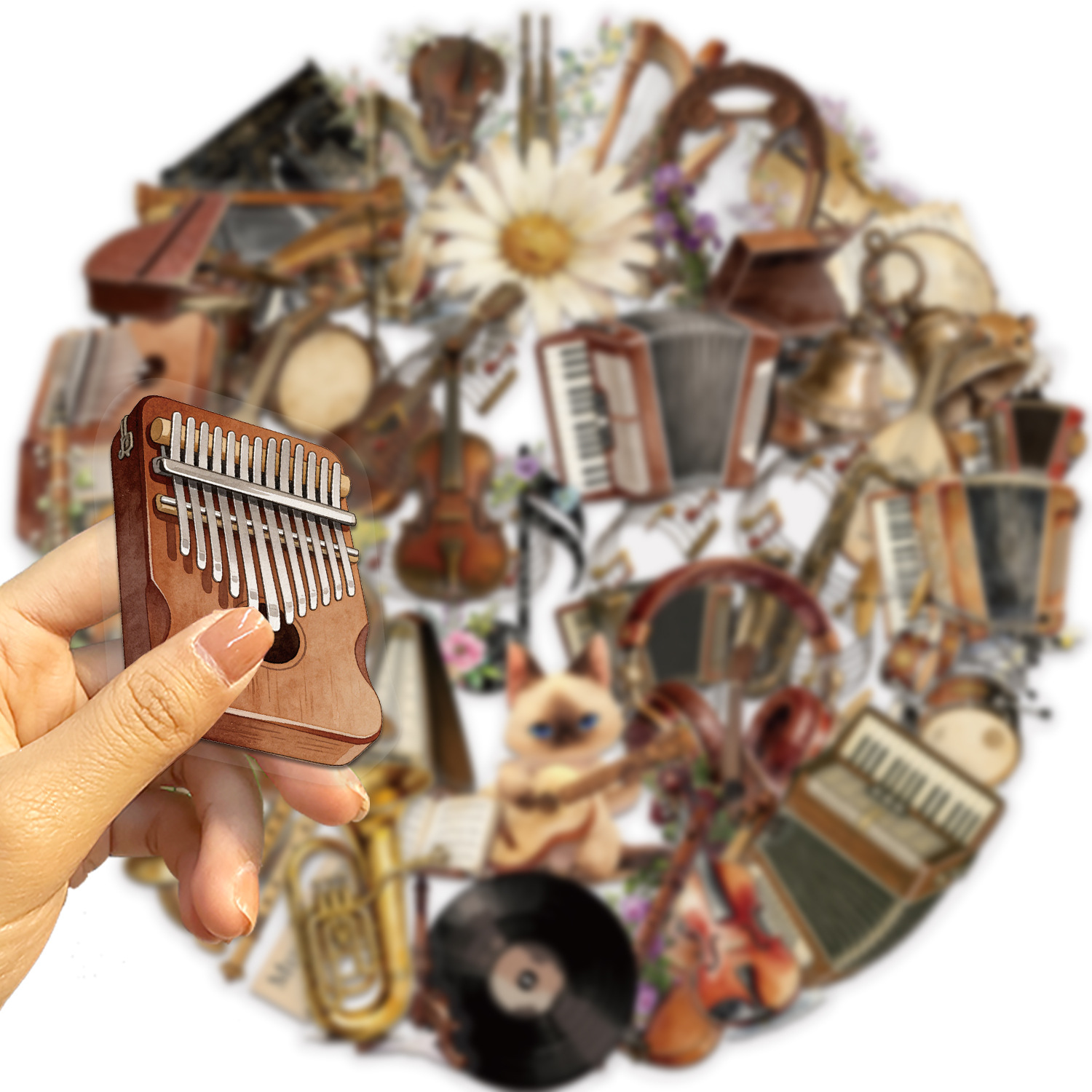 50 Pegatinas Retro de Instrume - Musical Instruments List reseña y precio