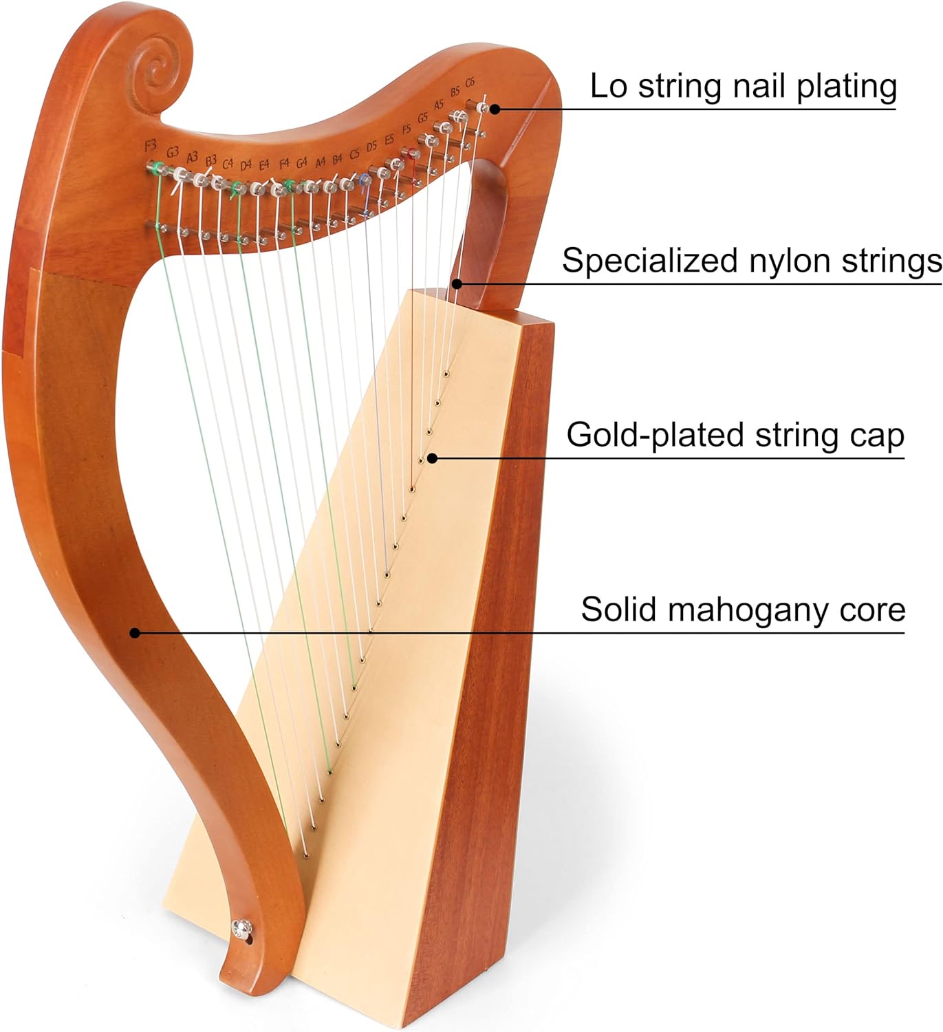 15 19 cuerdas Mini arpa Lira P - Musical Instrument Names reseña y precio